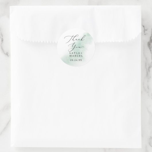 水の色の緑ありがとう結婚式の引き出物シール ラウンドシール (バッグ)