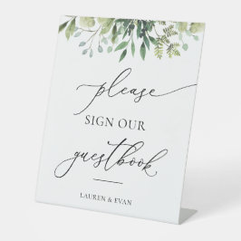 水の色の緑お願いゲストブックに署名 台座サイン