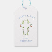 水の色の緑とクロス復活祭の贈り物ラベル ギフトタグ (正面)