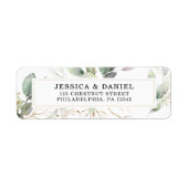 水の色の緑とセージと金ゴールドリターン ラベル (正面)