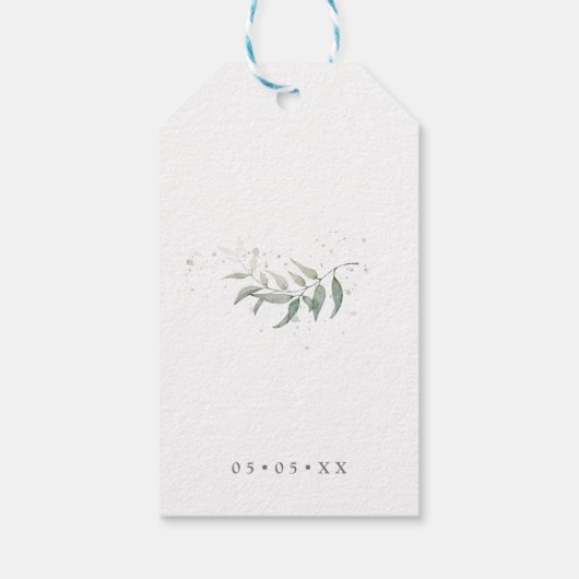 水の色の緑とセージ結婚の感謝していあなた ギフトタグ (裏面)