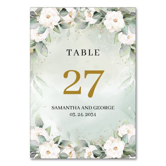 水の色の緑と白いテーブル番号 テーブルナンバー (正面)