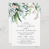 水の色の緑と花結婚すべて 招待状 (正面/裏面)