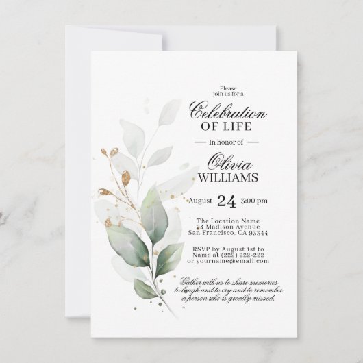 水の色の緑のお祝いの生活招待状 招待状 (正面)