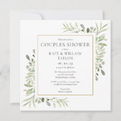 水の色の緑のカップル赤ちゃんシャワー散水 招待状 (正面)