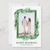 水の色の緑のクリスマスフォト シーズンカード (正面)