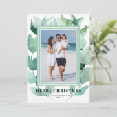 水の色の緑のクリスマスフォト シーズンカード (スタンド正面)