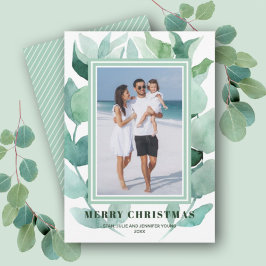 水の色の緑のクリスマスフォト シーズンカード