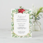 水の色の緑のクリスマスリハーサルディナー 招待状 (スタンド正面)