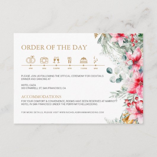 水の色の緑のクリスマス結婚のタイムライン エンクロージャーカード (正面)