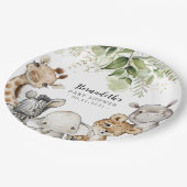 水の色の緑のサファリ動物のベビーシャワー ペーパープレート (アングル)