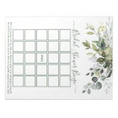 水の色の緑のセージ緑のブライダルシャワービンゴ ノートパッド (正面)