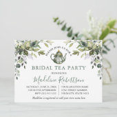 水の色の緑のセージ緑のブライダル茶パーティー 招待状 (スタンド正面)