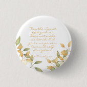 水の色の緑のパワーエレガント愛バイブルの聖句 缶バッジ (正面)