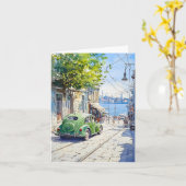 水の色の緑のフォルクスワーゲン カード (黄色い花)