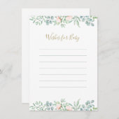 水の色の緑のフローラは赤ちゃんのシャワーを願う アドバイスカード (正面/裏面)