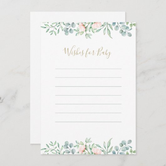 水の色の緑のフローラは赤ちゃんのシャワーを願う アドバイスカード (正面/裏面)
