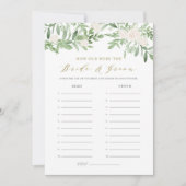 水の色の緑のフローラ年齢ゲームカードを推測 招待状 (正面)