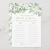 水の色の緑のフローラ年齢ゲームカードを推測 招待状 (正面/裏面)