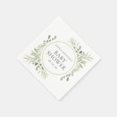 水の色の緑のフローラ赤ちゃんシャワー スタンダードカクテルナプキン (角)