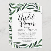 水の色の緑のブライダルシャワー招待 招待状 (正面/裏面)