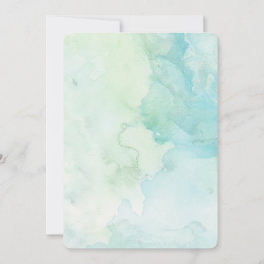 水の色の緑のボンジュールボーイベビーシャワー 招待状 (裏面)