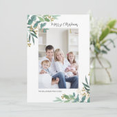 水の色の緑のメリークリスマスフォト シーズンカード (スタンド正面)