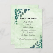 水の色の緑のユーカリの日離れ付を保存する エンクロージャーカード (正面/裏面)