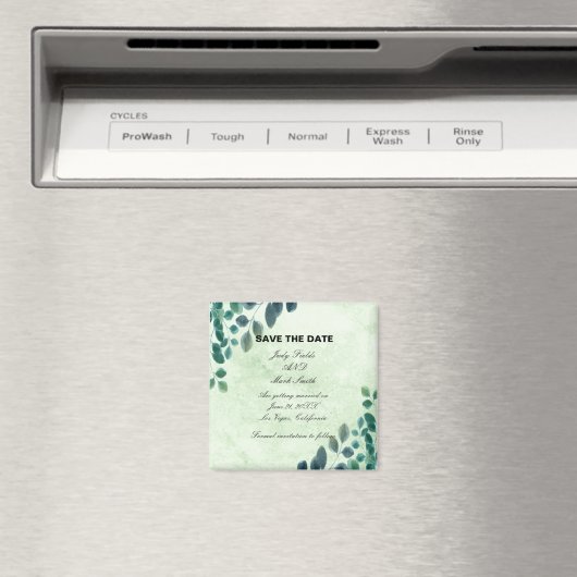 水の色の緑のユーカリの日離れ付を保存する マグネット (インサイチュ (食洗機))