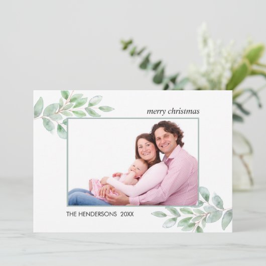 水の色の緑の写真クリスマスホリデー シーズンカード (スタンド正面)