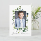 水の色の緑の写真聖なる聖餐式シルバー 招待状 (スタンド正面)