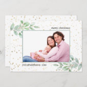 水の色の緑の写真金ゴールドスタークリスマス シーズンカード (正面/裏面)