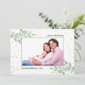 水の色の緑の写真金ゴールドスタークリスマス シーズンカード (スタンド正面)