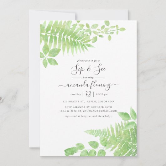 水の色の緑の園区と参照 招待状 (正面)