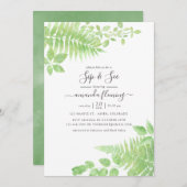 水の色の緑の園区と参照 招待状 (正面/裏面)