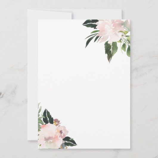 水の色の緑の塵のフローラ結婚ズ 招待状 (裏面)