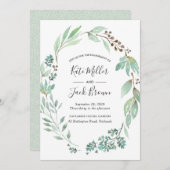 水の色の緑の婚約パーティ 招待状 (正面/裏面)