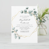 水の色の緑の幾何リハーサルディナー 招待状 (スタンド正面)