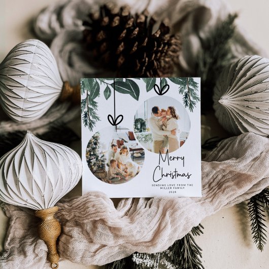 水の色の緑の広場クリスマスフォト シーズンカード