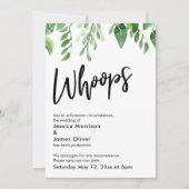 水の色の緑の延期結婚のWhoopsカード 招待状 (正面)