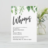 水の色の緑の延期結婚のWhoopsカード 招待状 (スタンド正面)