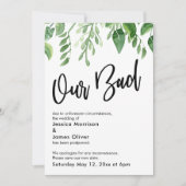 水の色の緑の延期結婚私たちの悪いカード 招待状 (正面)