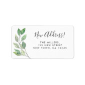 水の色の緑の新しいアドレス差出人住所 ラベル (正面)