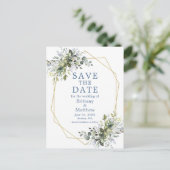 水の色の緑の日付を保存ほこりっぽい青 ポストカード (スタンド正面)