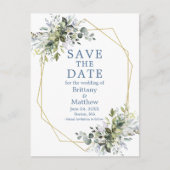 水の色の緑の日付を保存ほこりっぽい青 ポストカード (正面)