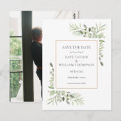 水の色の緑の日付写真を保存 ポストカード (正面/裏面)