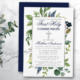 水の色の緑の最初の聖なるコミューニオンブルー 招待状