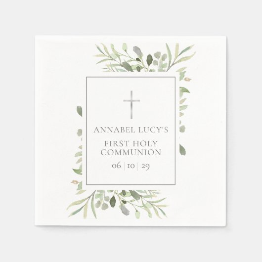 水の色の緑の最初の聖餐式 スタンダードカクテルナプキン (正面)