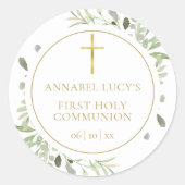 水の色の緑の最初の聖餐式 ラウンドシール (正面)