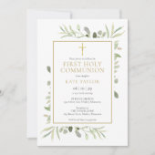 水の色の緑の最初の聖餐式 招待状 (正面)